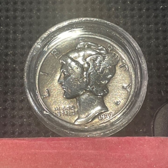 1937 S Silver Dime 87 Years Old Antique  10 Cent Coin- AU Brilliant - Picture 3 of 5